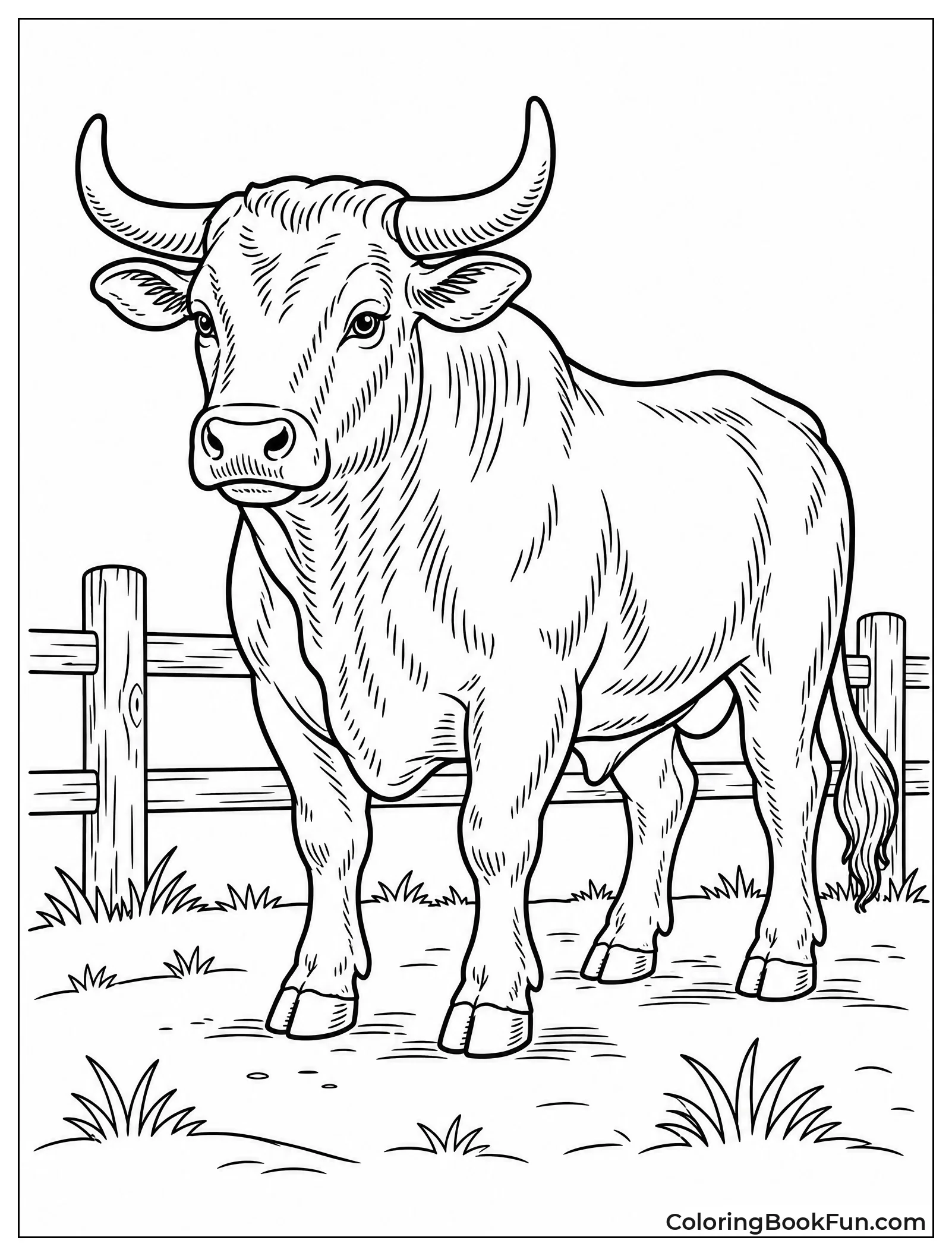 Bull in Old Woodcut Style