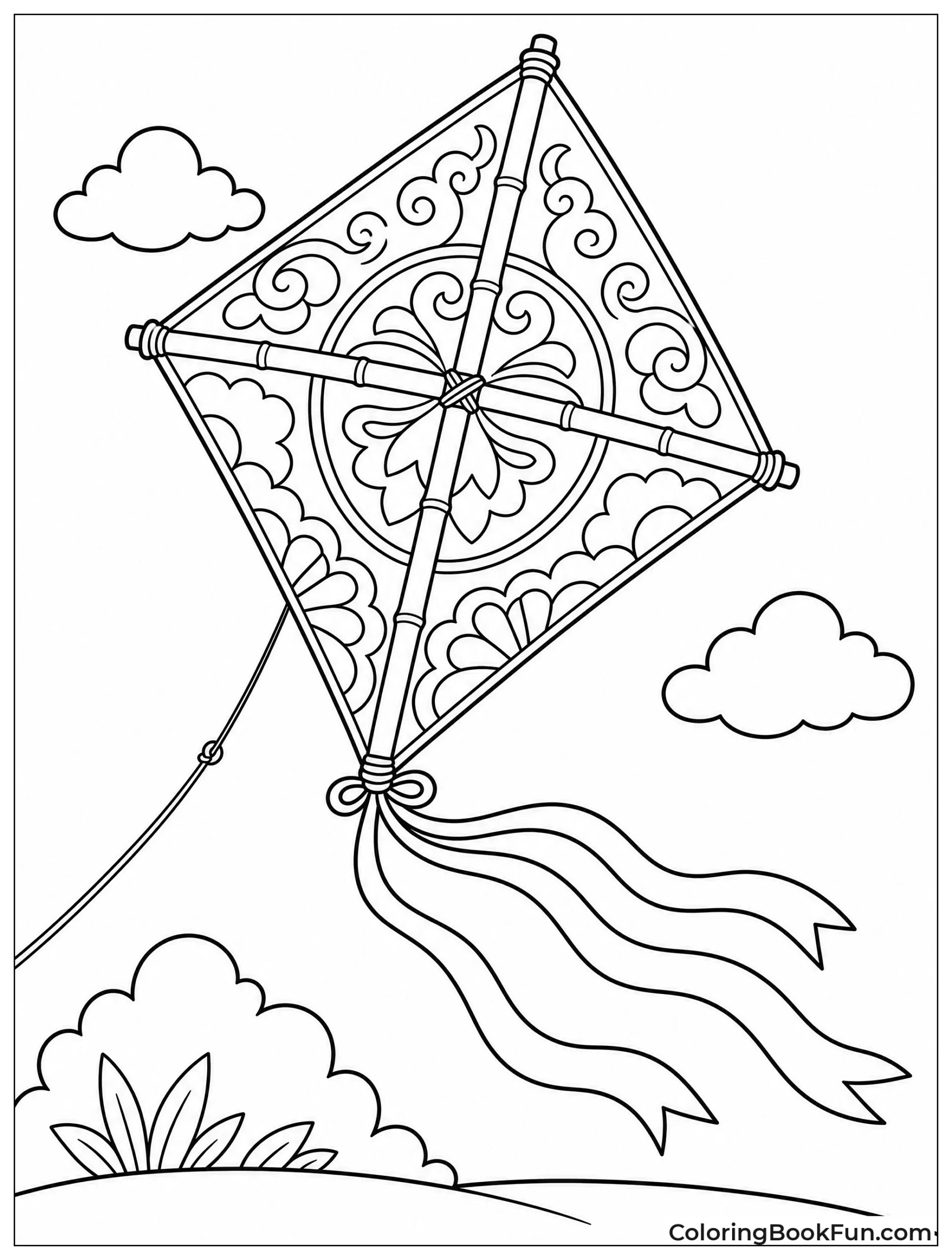 Vintage Kite with Bamboo Frame