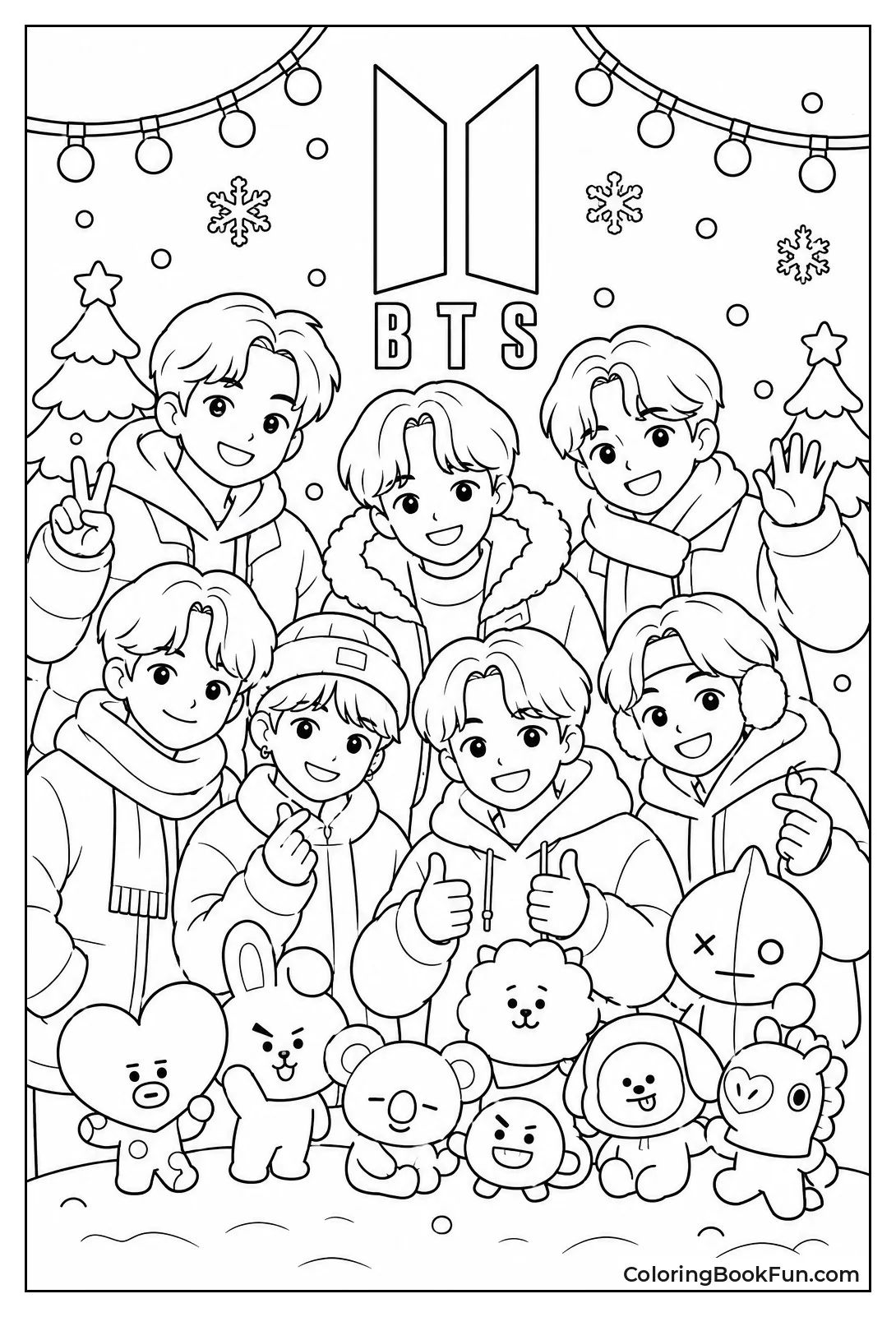 BTS in Winter Coats with Lights