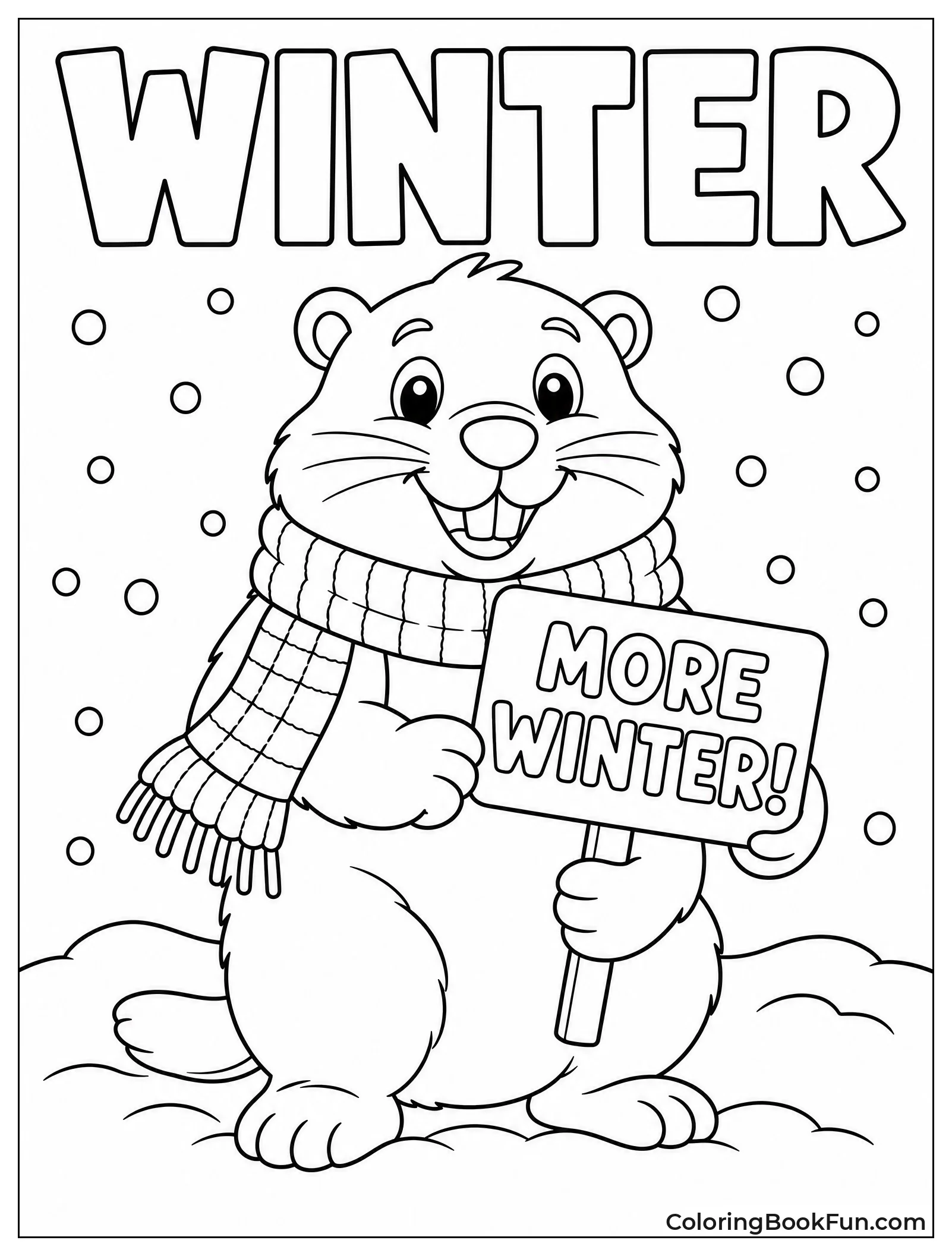 Groundhog Wearing a Winter Scarf