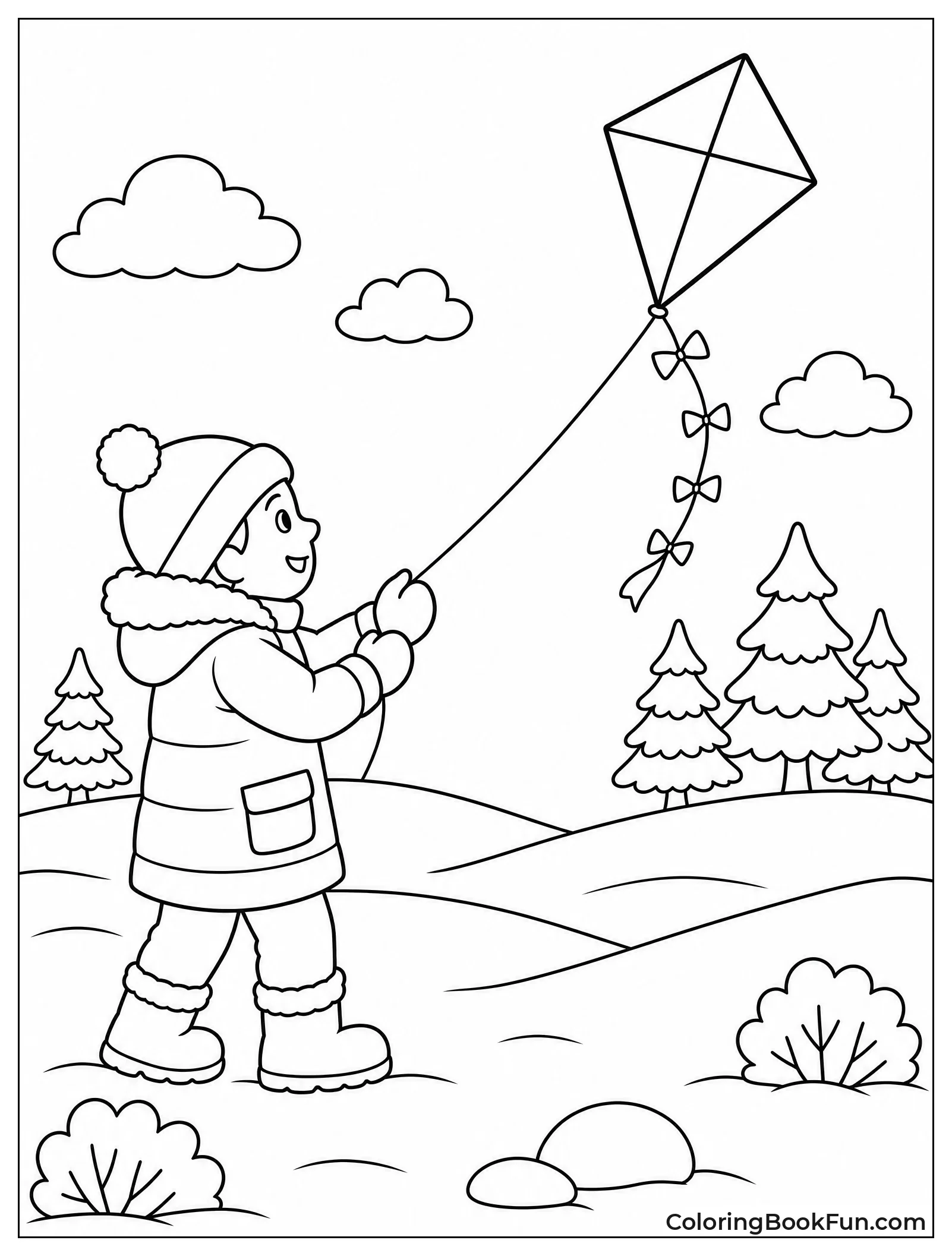 Winter Kite over Snowy Ground