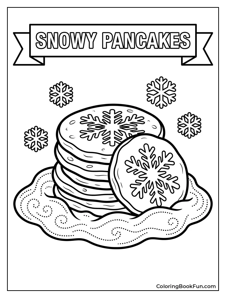 Snowflake Pancakes in Powdered Sugar