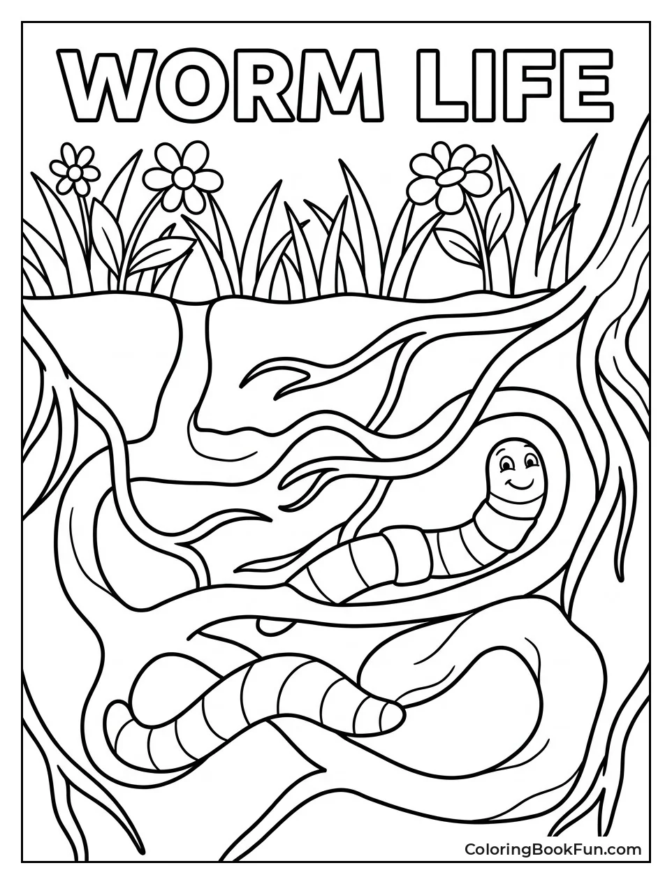 Worm Burrows Deep Tunnel In Soil