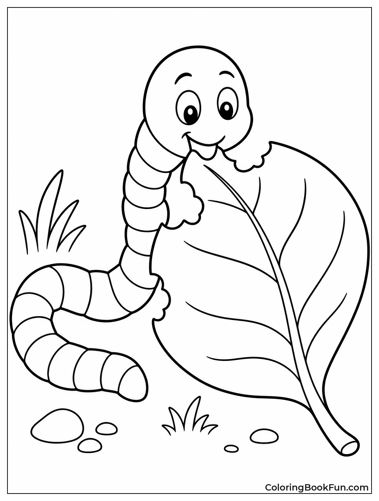 Worm Eats A Big Leaf