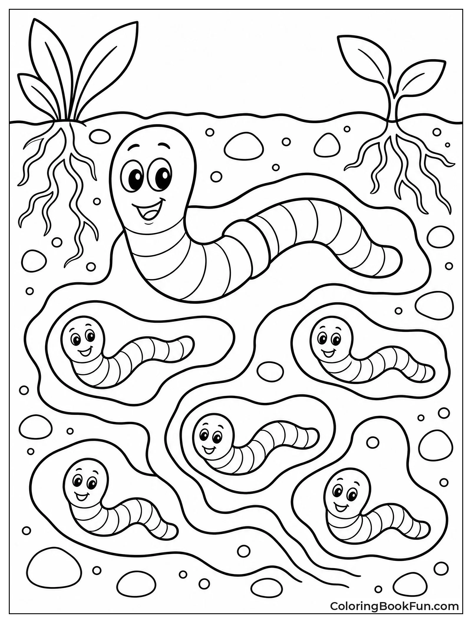 Worm Family Burrows Underground Together