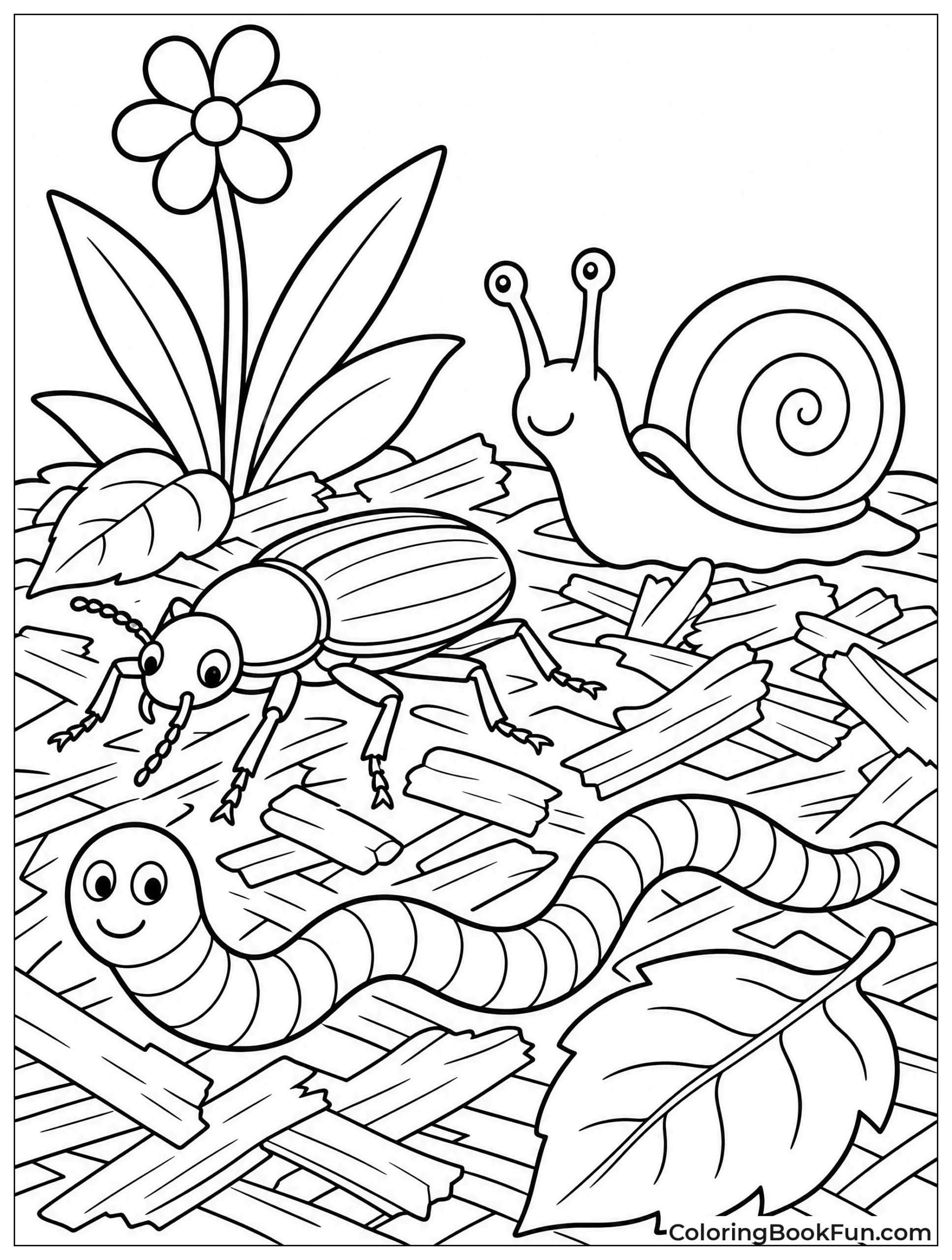 Worm Beetle And Snail Friends