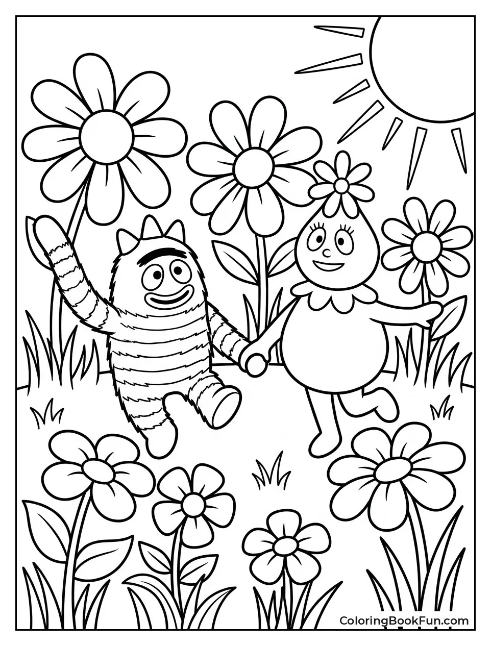 Brobee and Foofa Play in Flowers