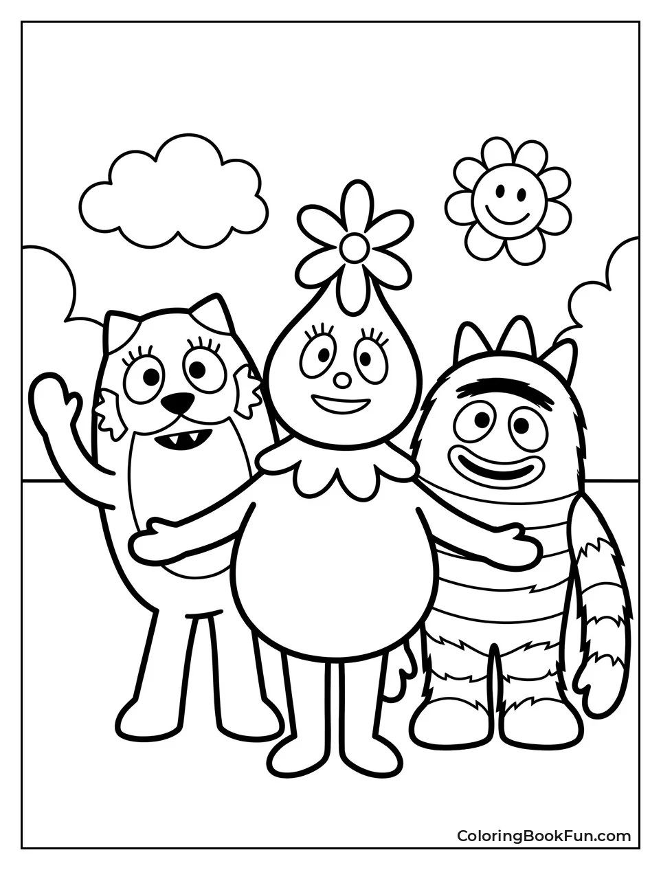 Foofa Toodee and Brobee Pose Together
