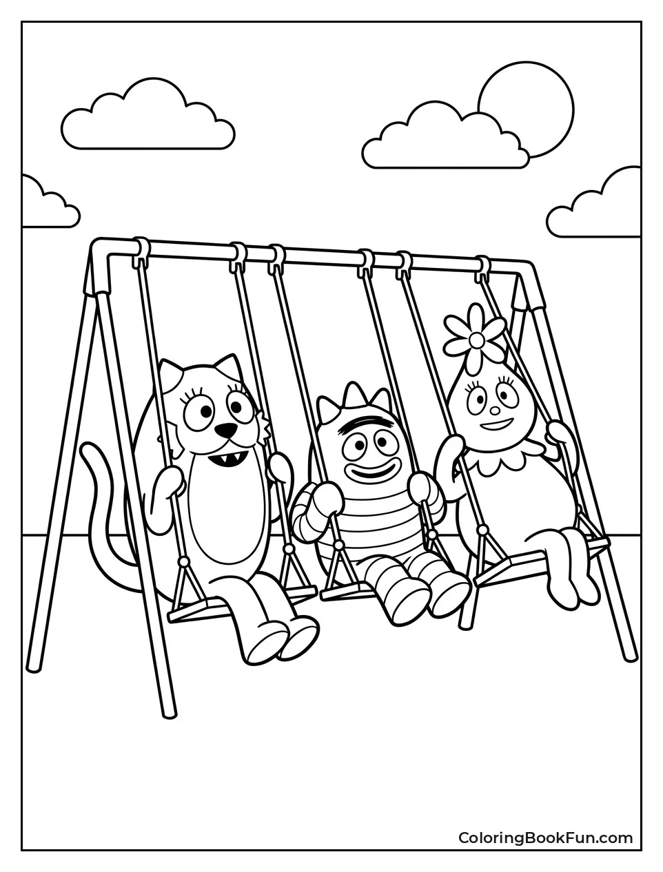 Friends Swing on the Playground