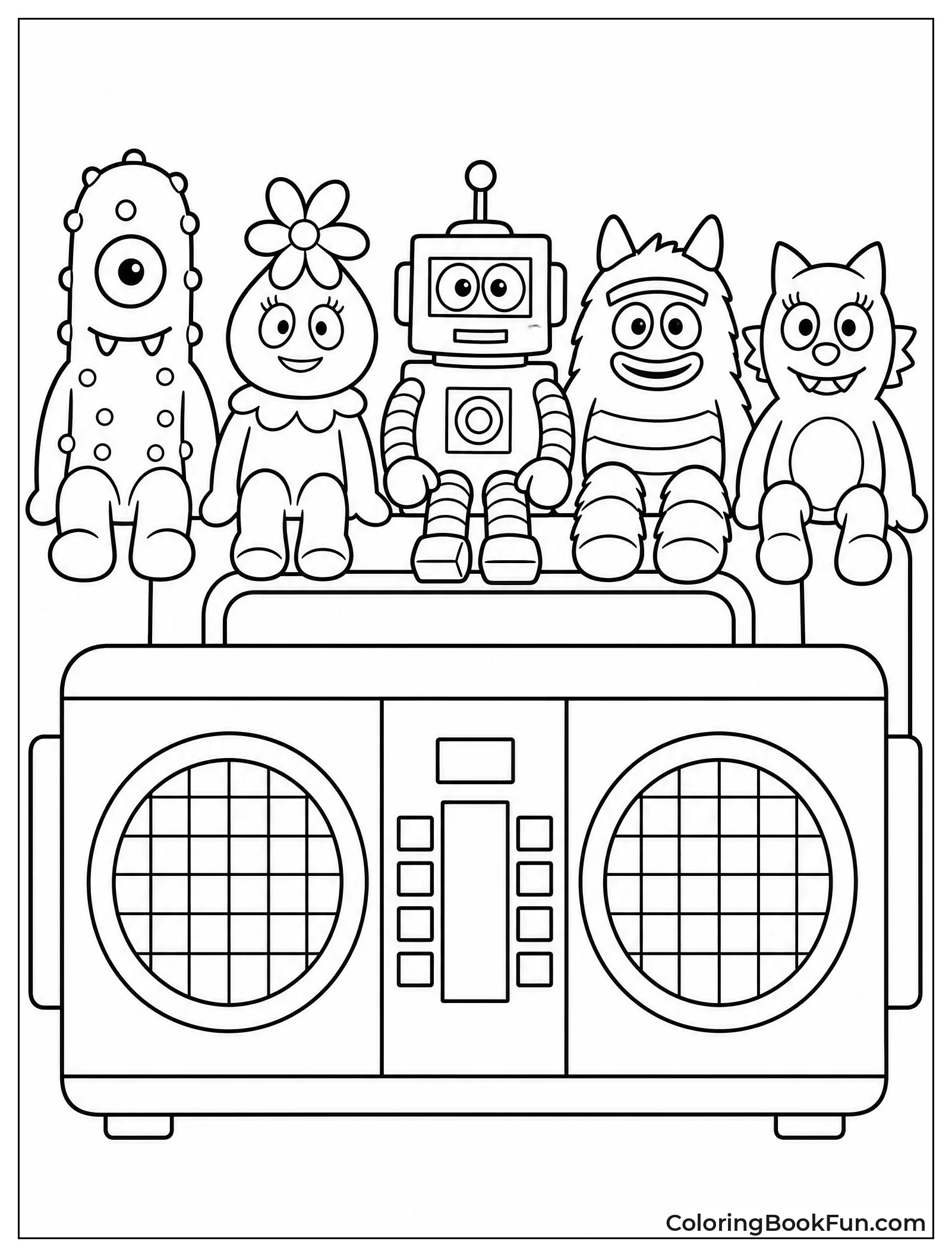 Toys Sit on the Magic Boombox