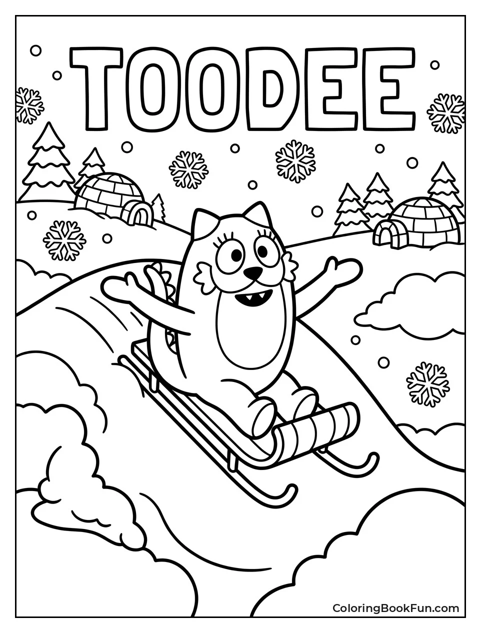 Toodee Slides Down a Snowy Hill