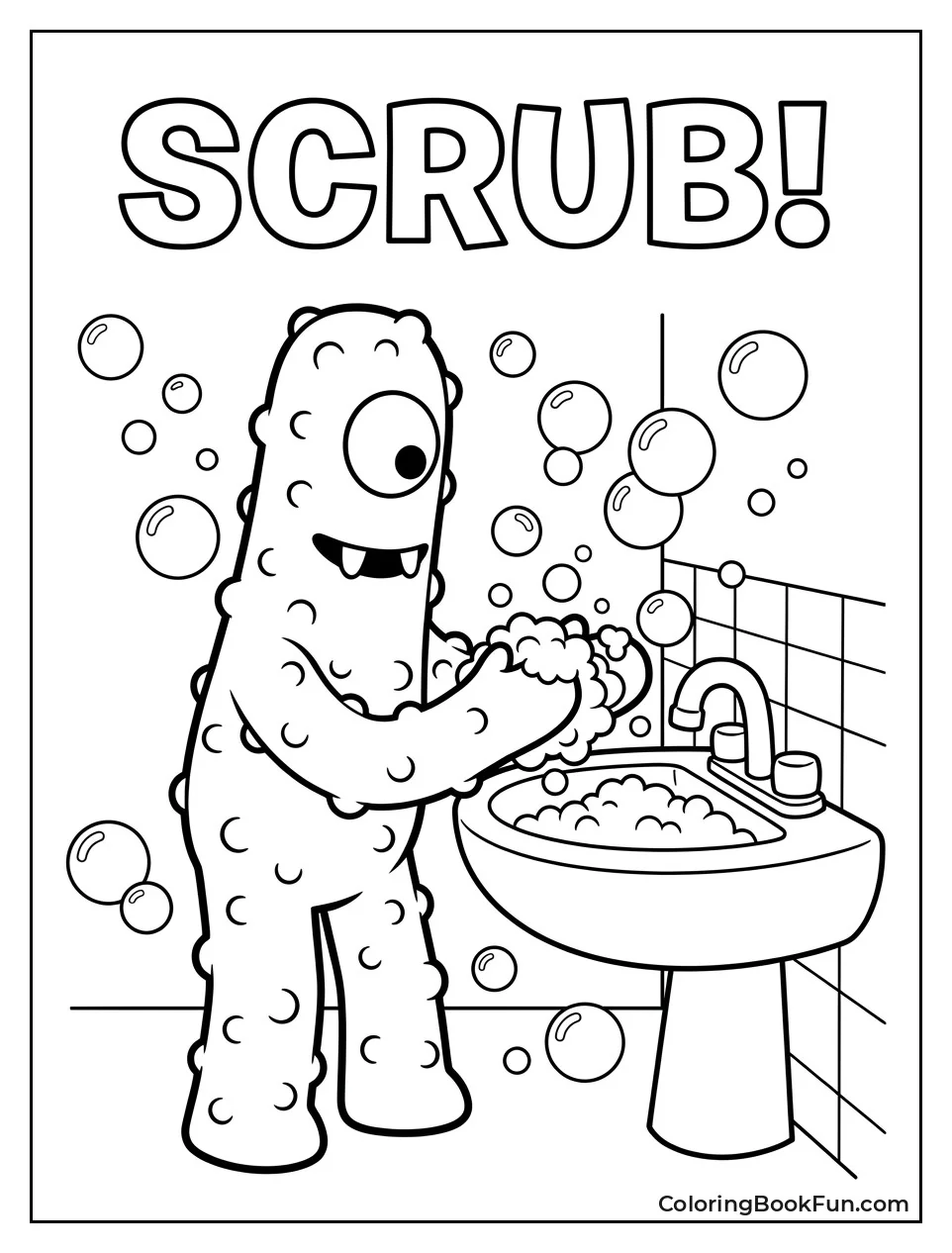 Muno Washes Hands with Bubbles