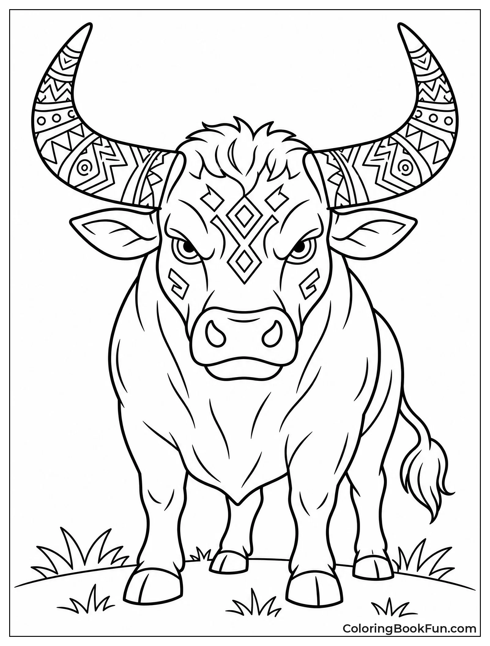 Bull Horns With Tribal Patterns