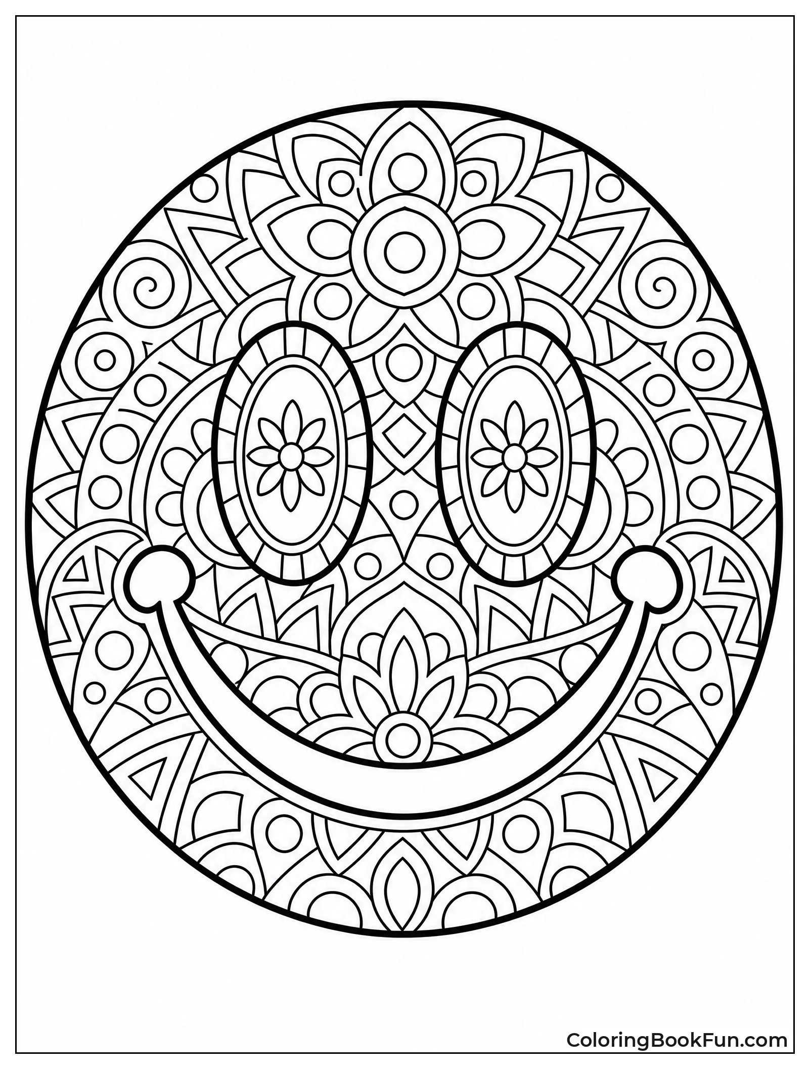 Zentangle Smiley with Intricate Patterns