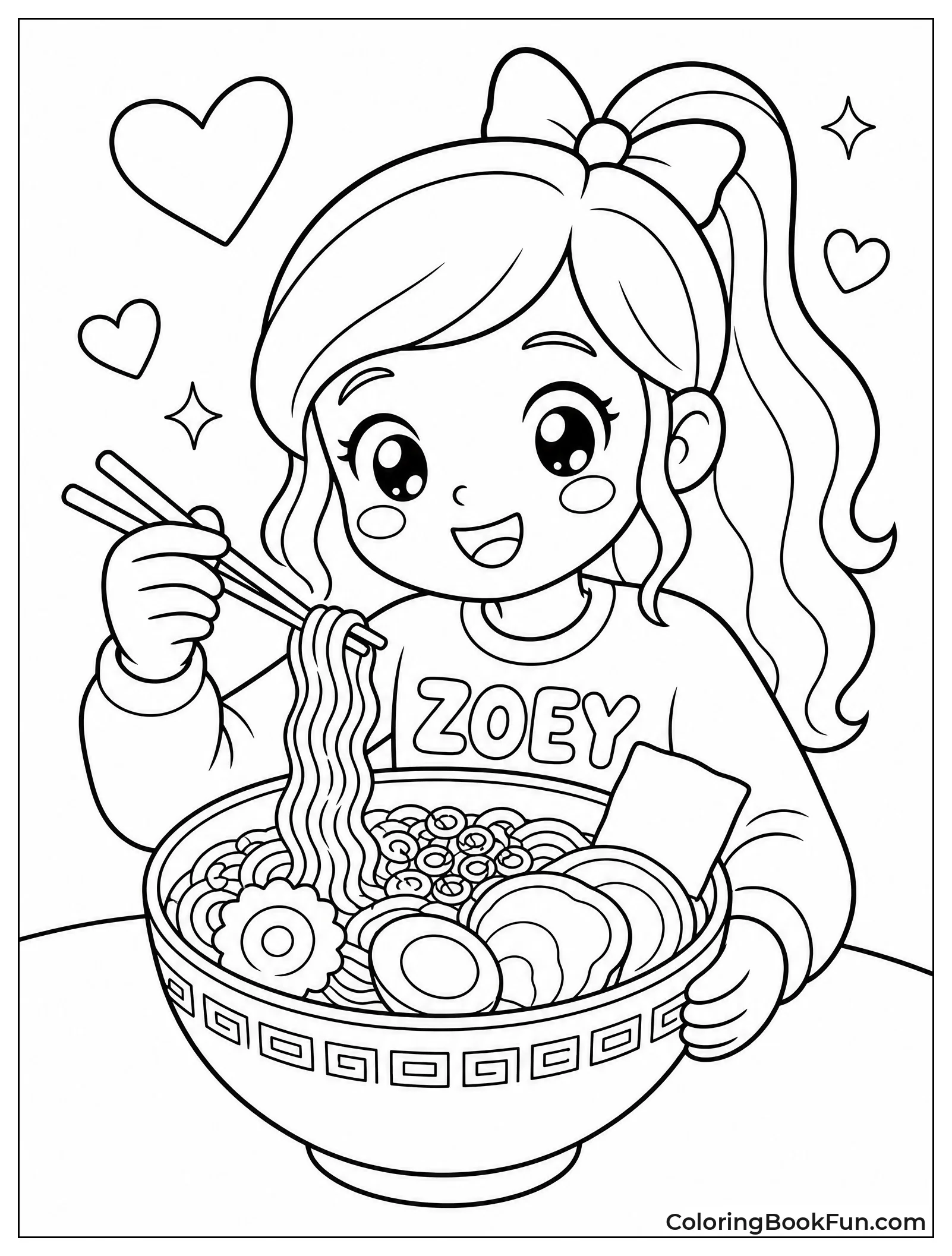 Zoey Enjoys Her Ramen Noodles