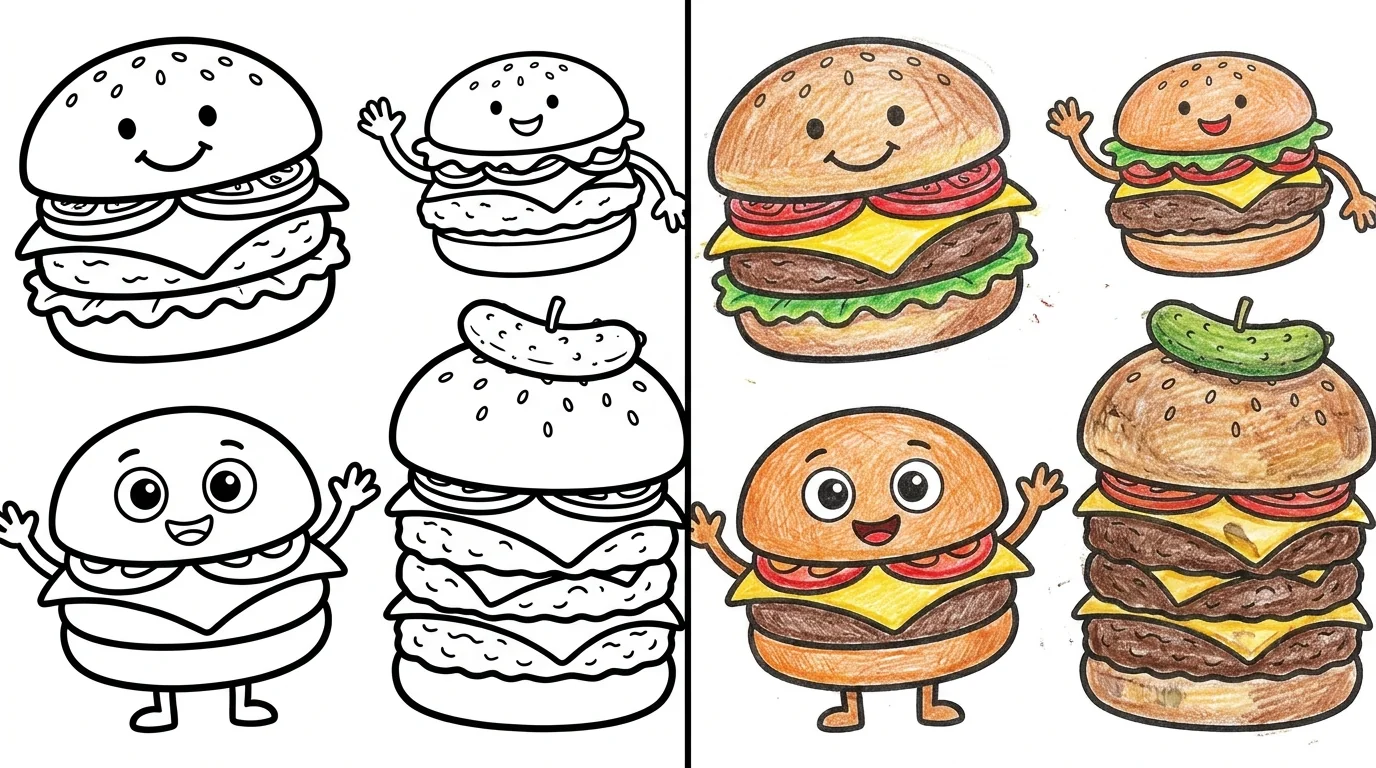 45 Burger Coloring Pages (Free PDFs)