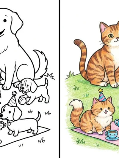 Cat And Dog coloring pages