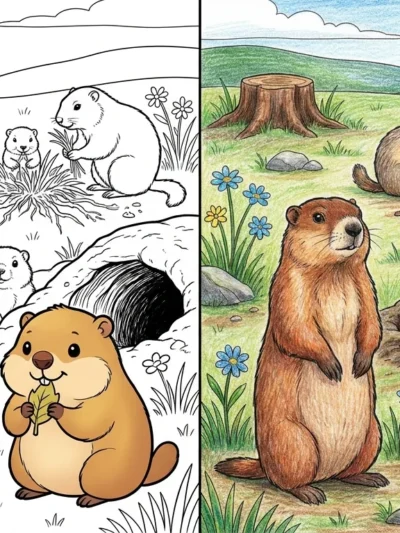Groundhog coloring pages