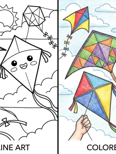 Kite coloring pages