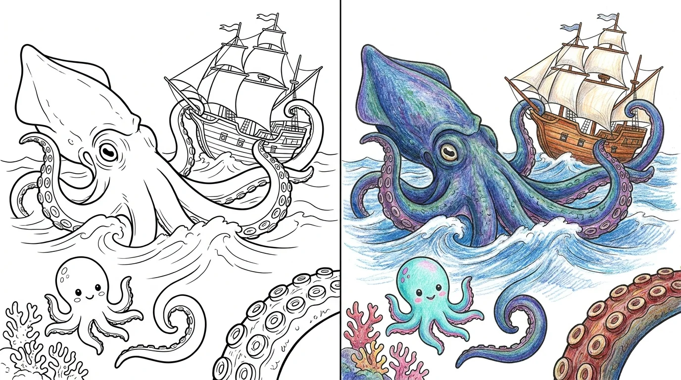 48 Kraken Coloring Pages (Free PDFs)