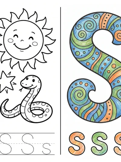 Letter S coloring pages