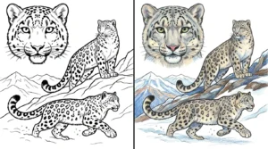 snow leopard coloring pages