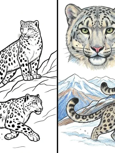 Snow Leopard coloring pages