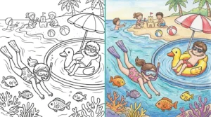 swimming coloring pages