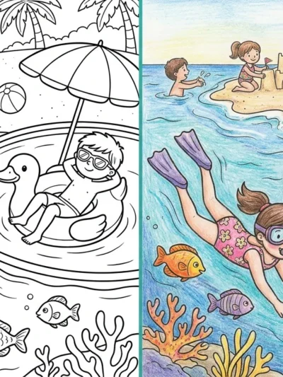 Swimming coloring pages