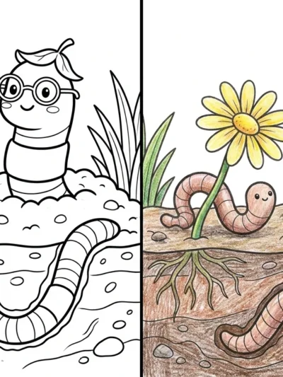 Worm coloring pages