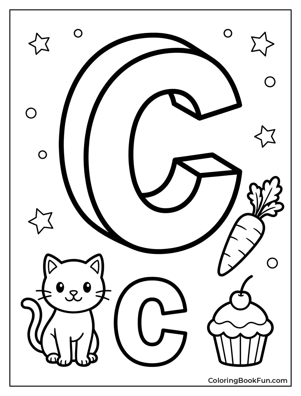 3D Block Letter C with Shadows