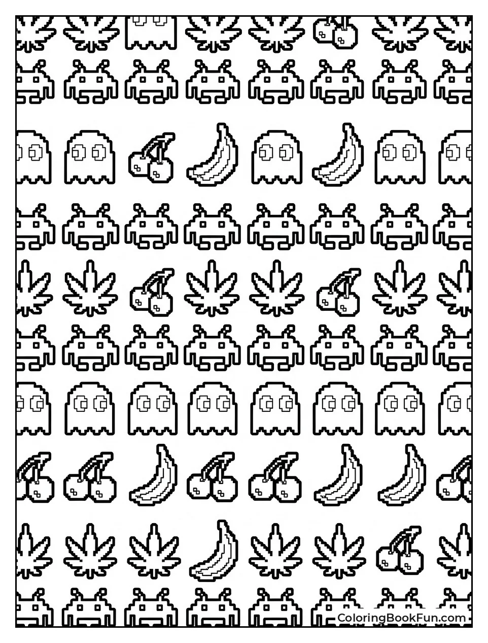 Pixel Aliens Repeat in Grid