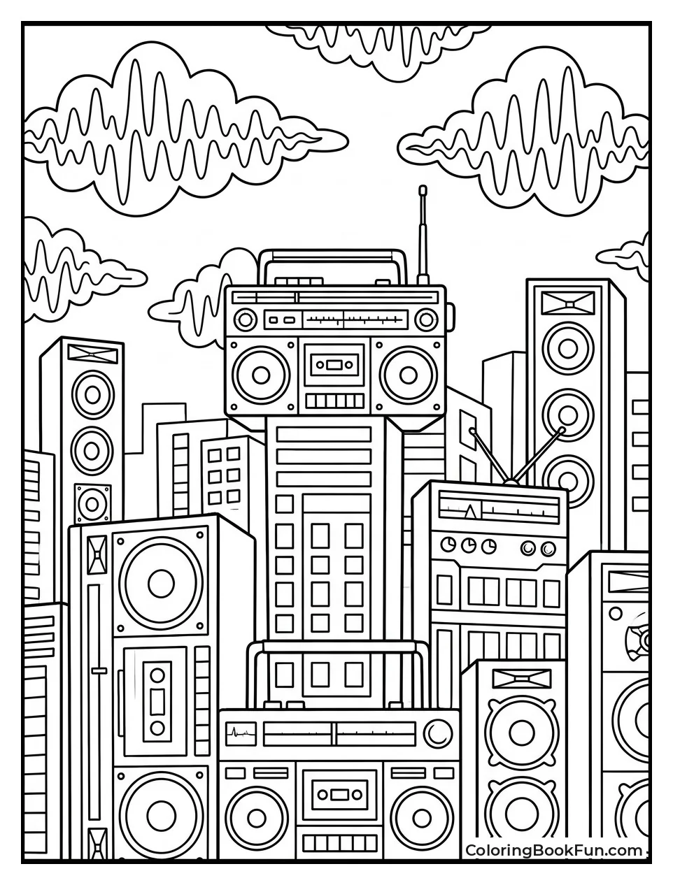 Boombox Buildings Line the Sky