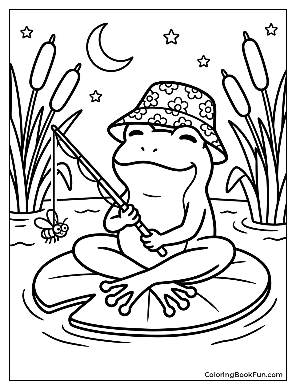 Frog Wears Floral Bucket Hat
