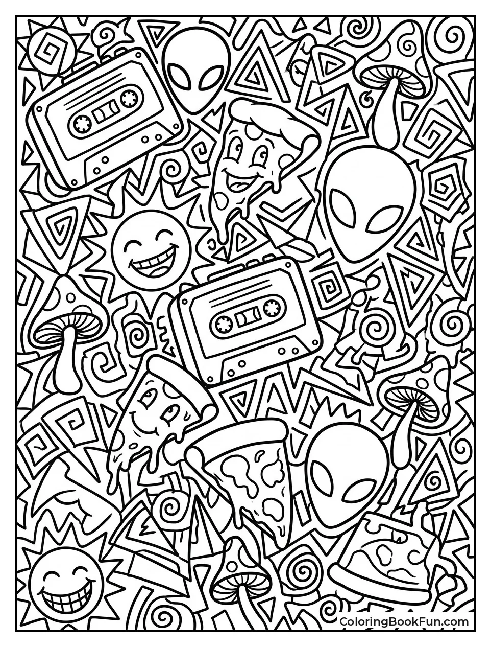 Doodles Mix Mushrooms and 90s Icons