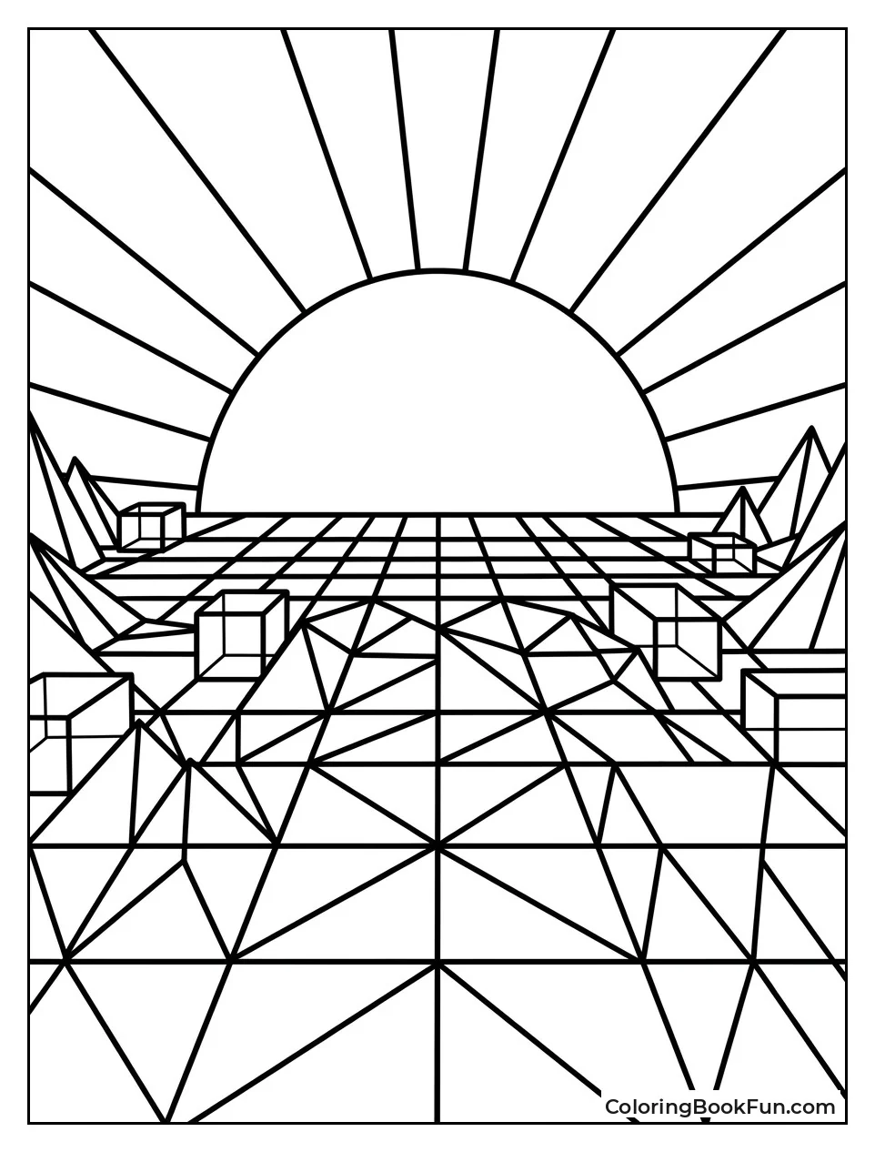Neon Grid Holds Retro Cubes