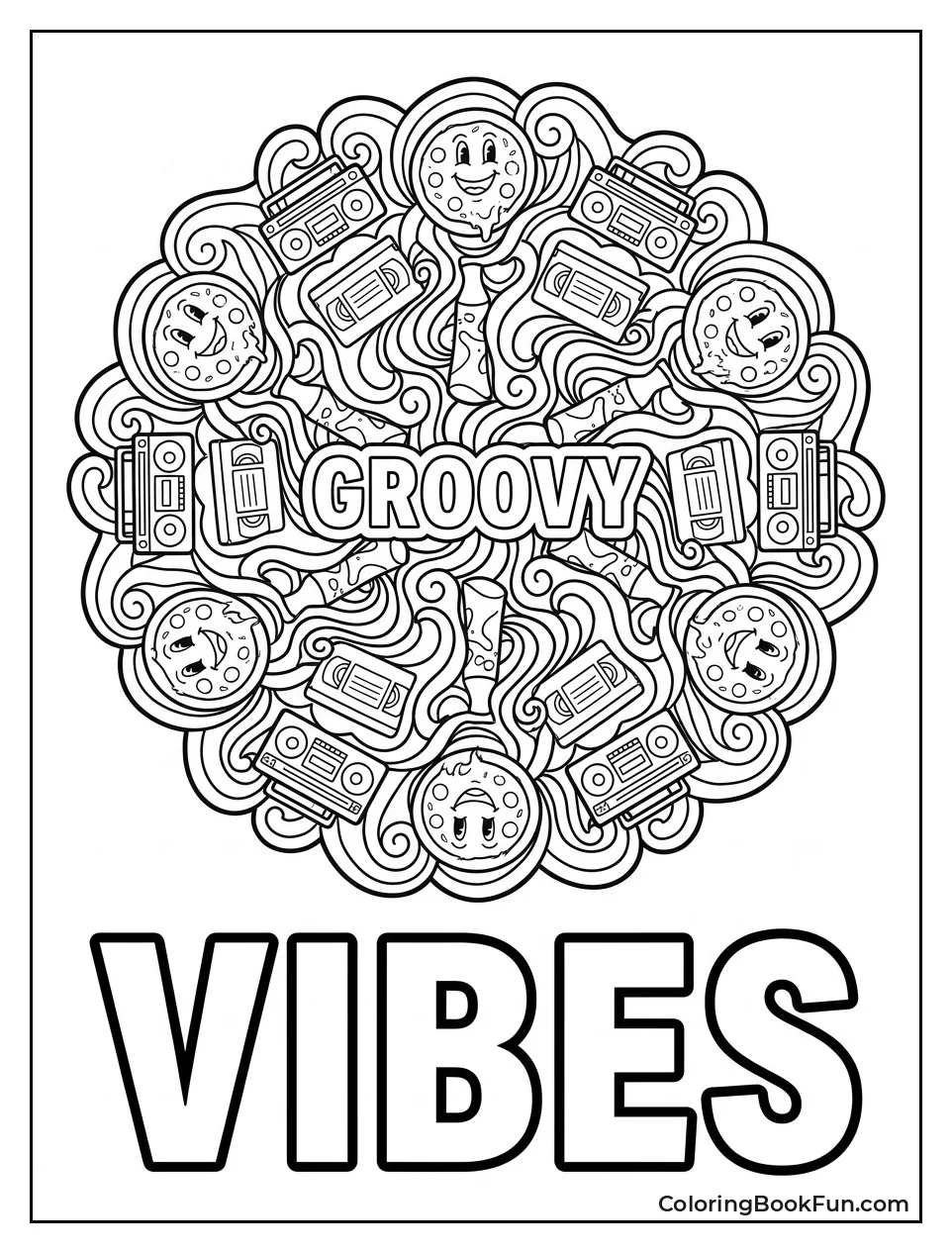 Swirls Circle Bold Vibes Text