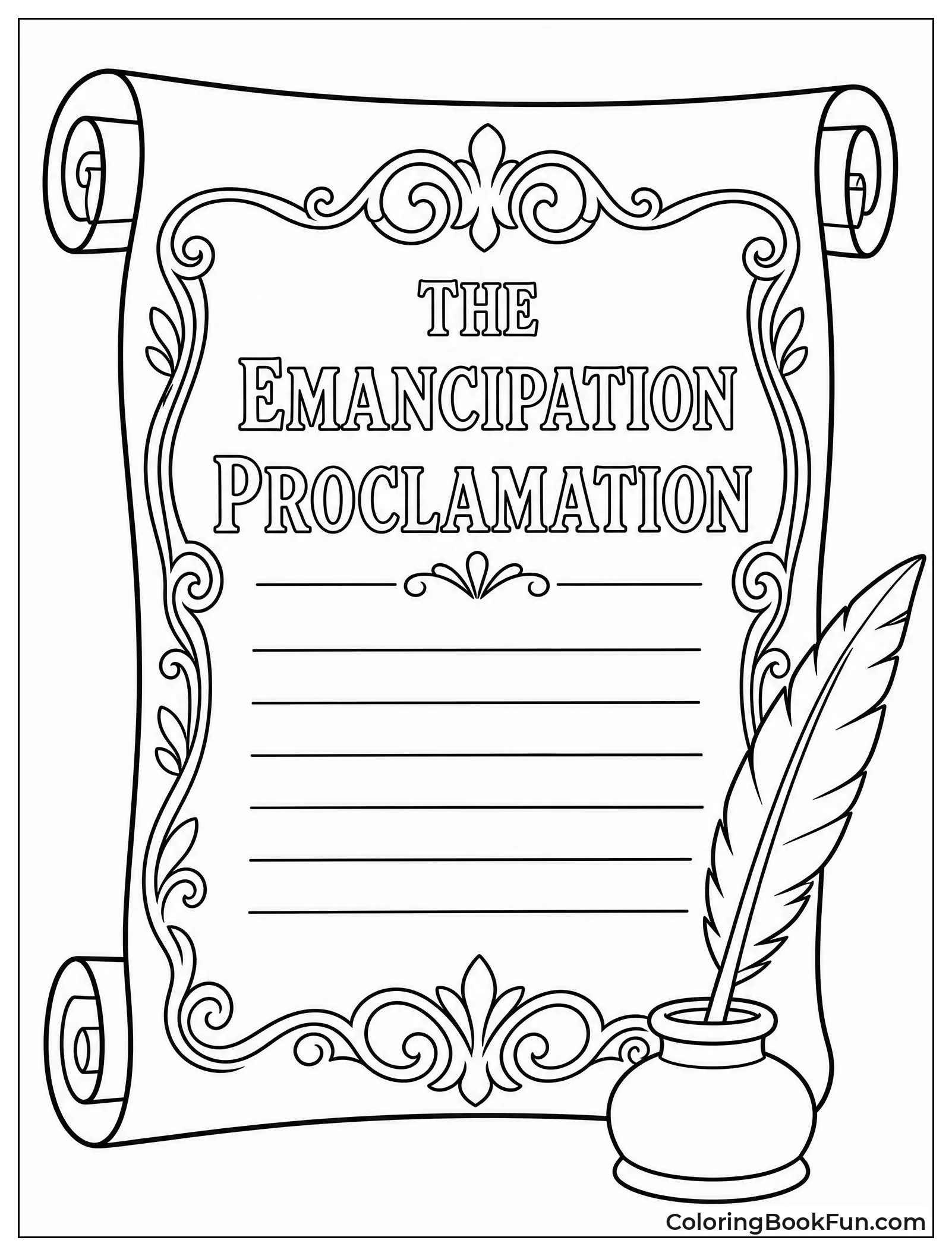 Ornate Emancipation Scroll to Color