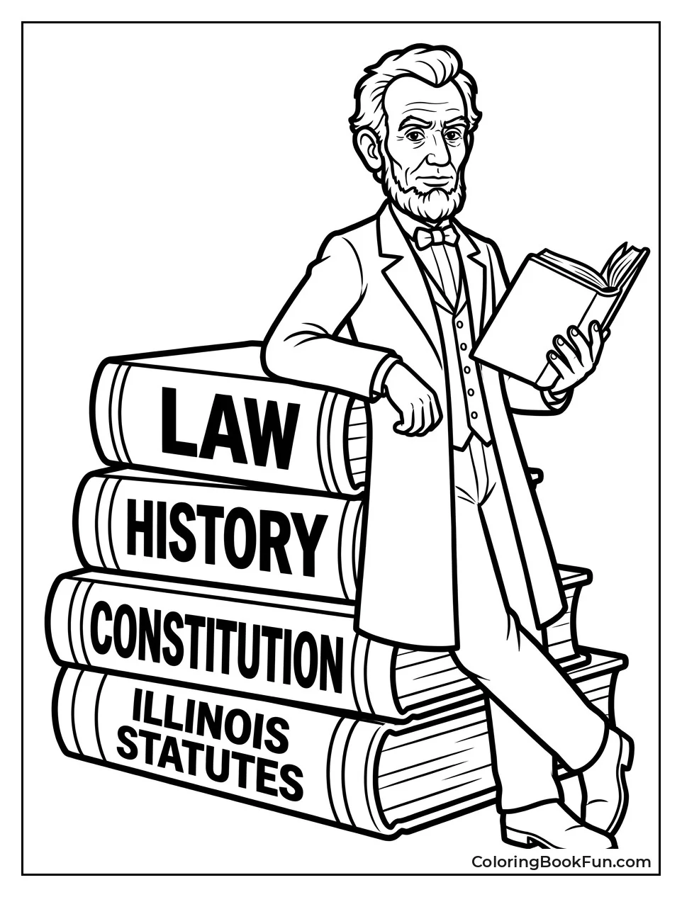 Lincoln Leans on Giant Books