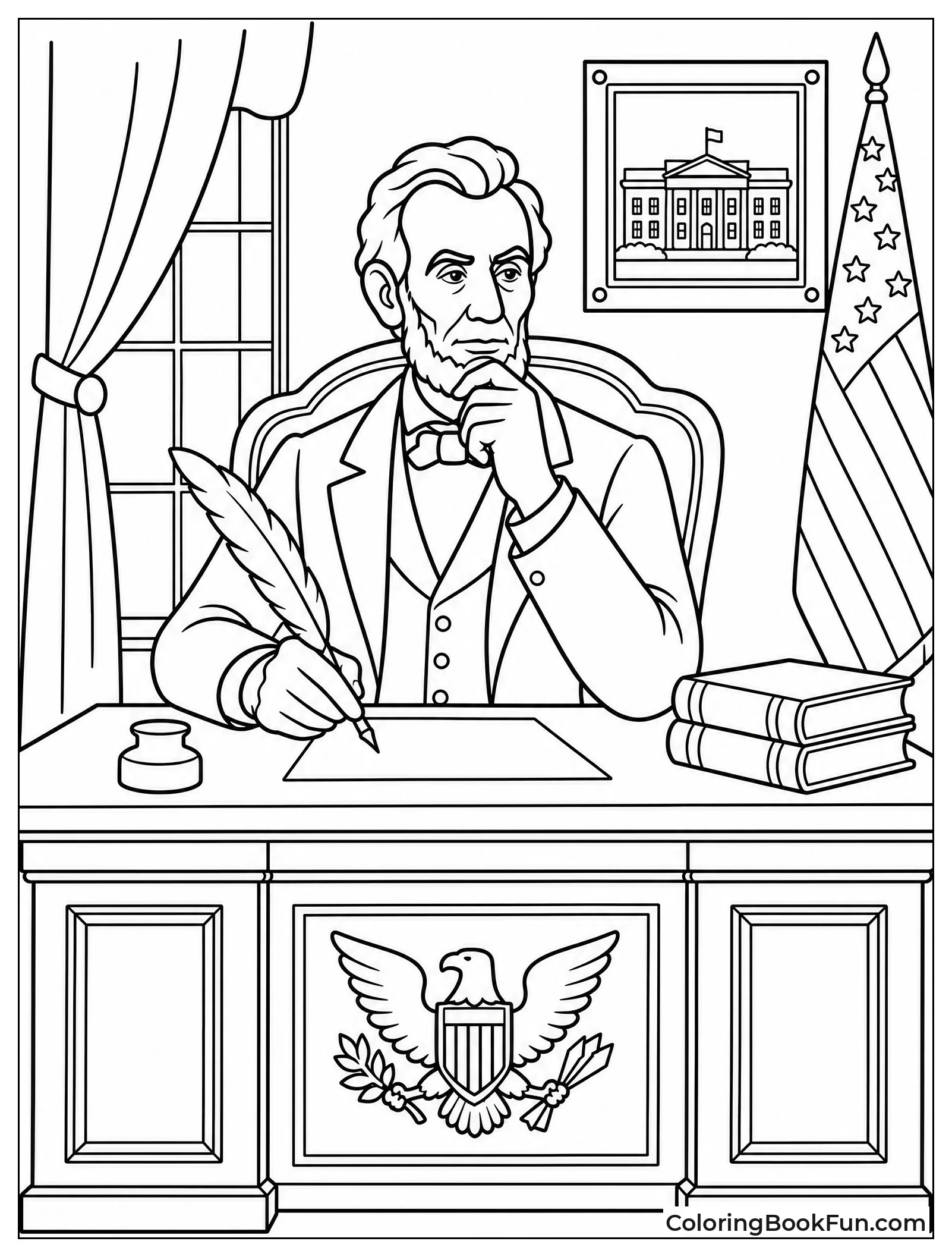Lincoln Thinks at Desk