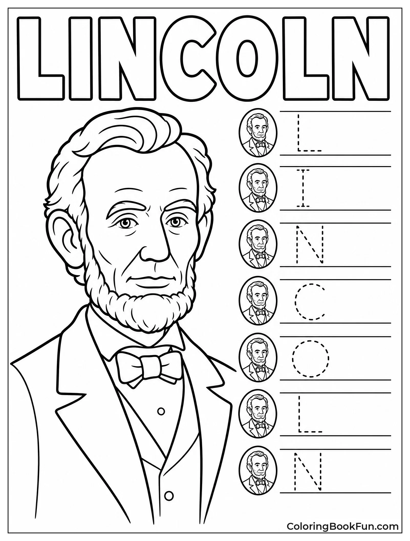 Trace Lincoln Name in Dashes