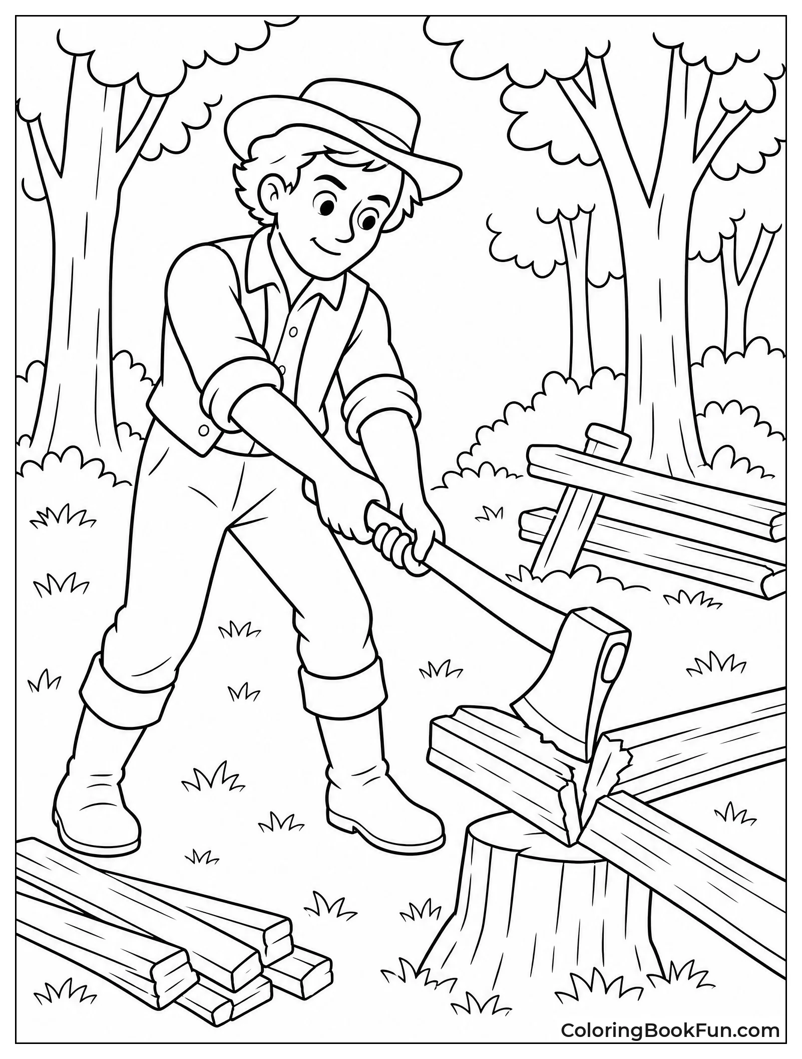 Young Lincoln Splits Wood