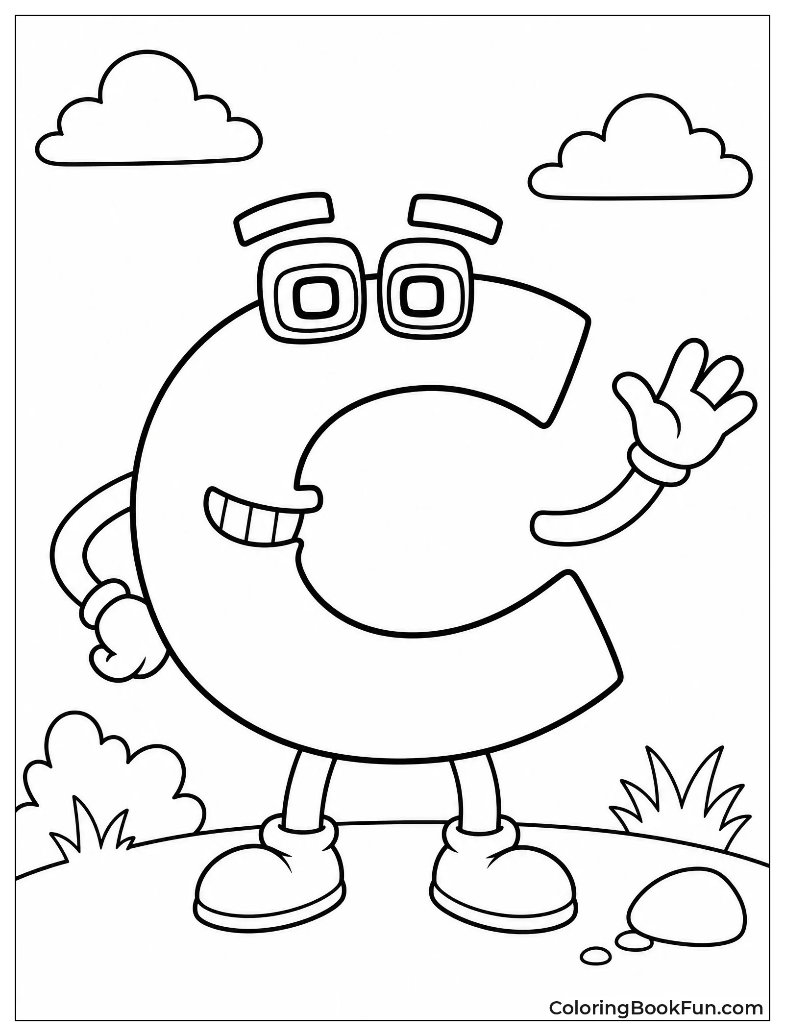 Letter C with Eyes and Arms