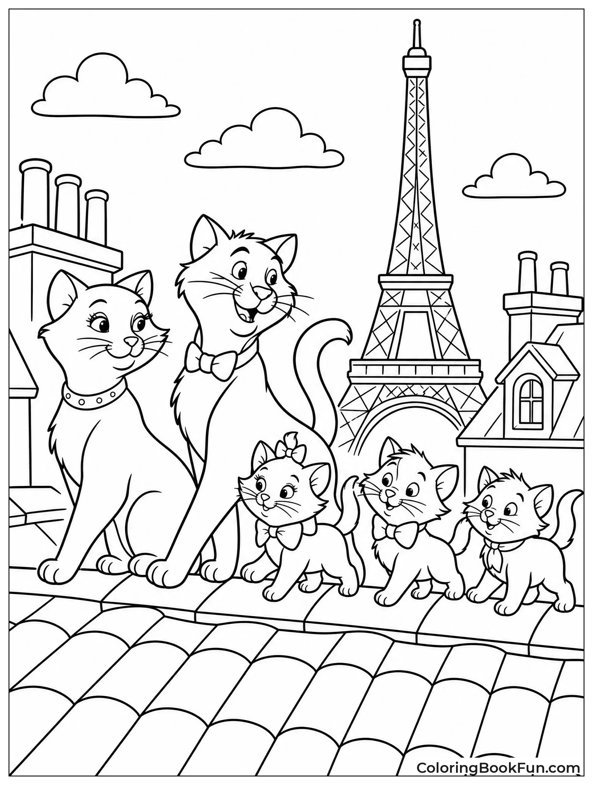 Family Walking on Paris Rooftops