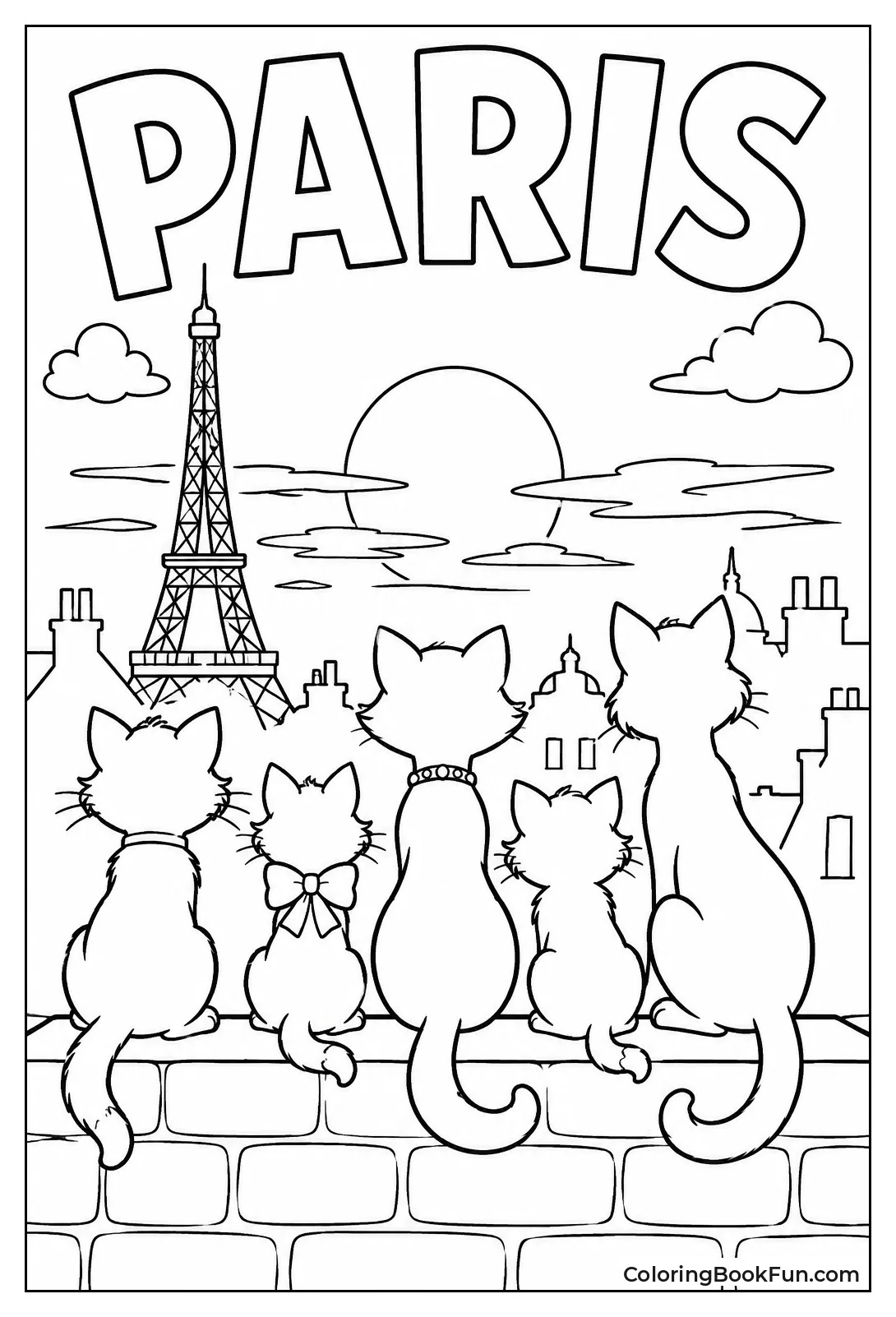 Cats Silhouetted against Paris Skyline