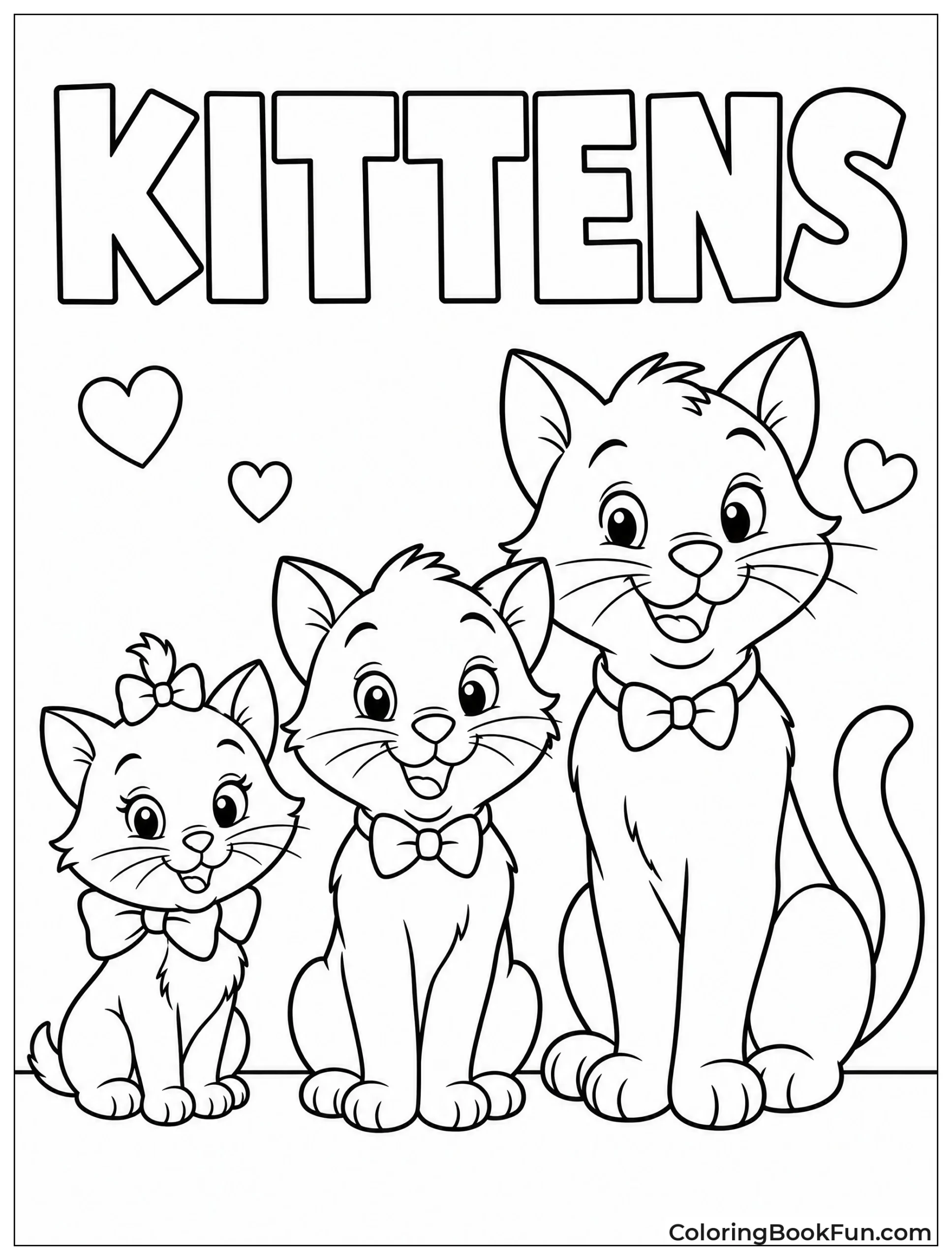 Kitten Trio Sitting in a Row