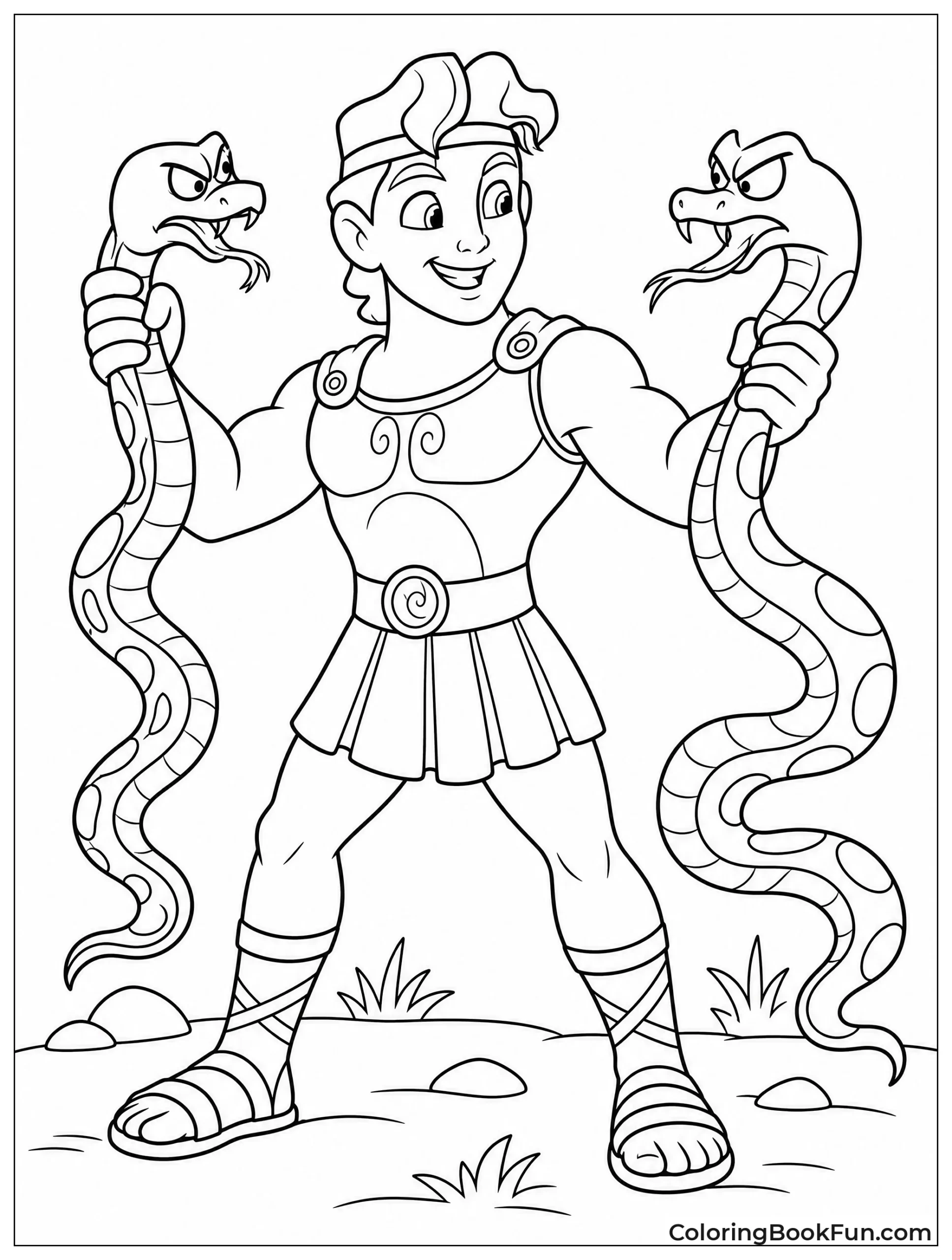 Baby Hercules Holds Snakes