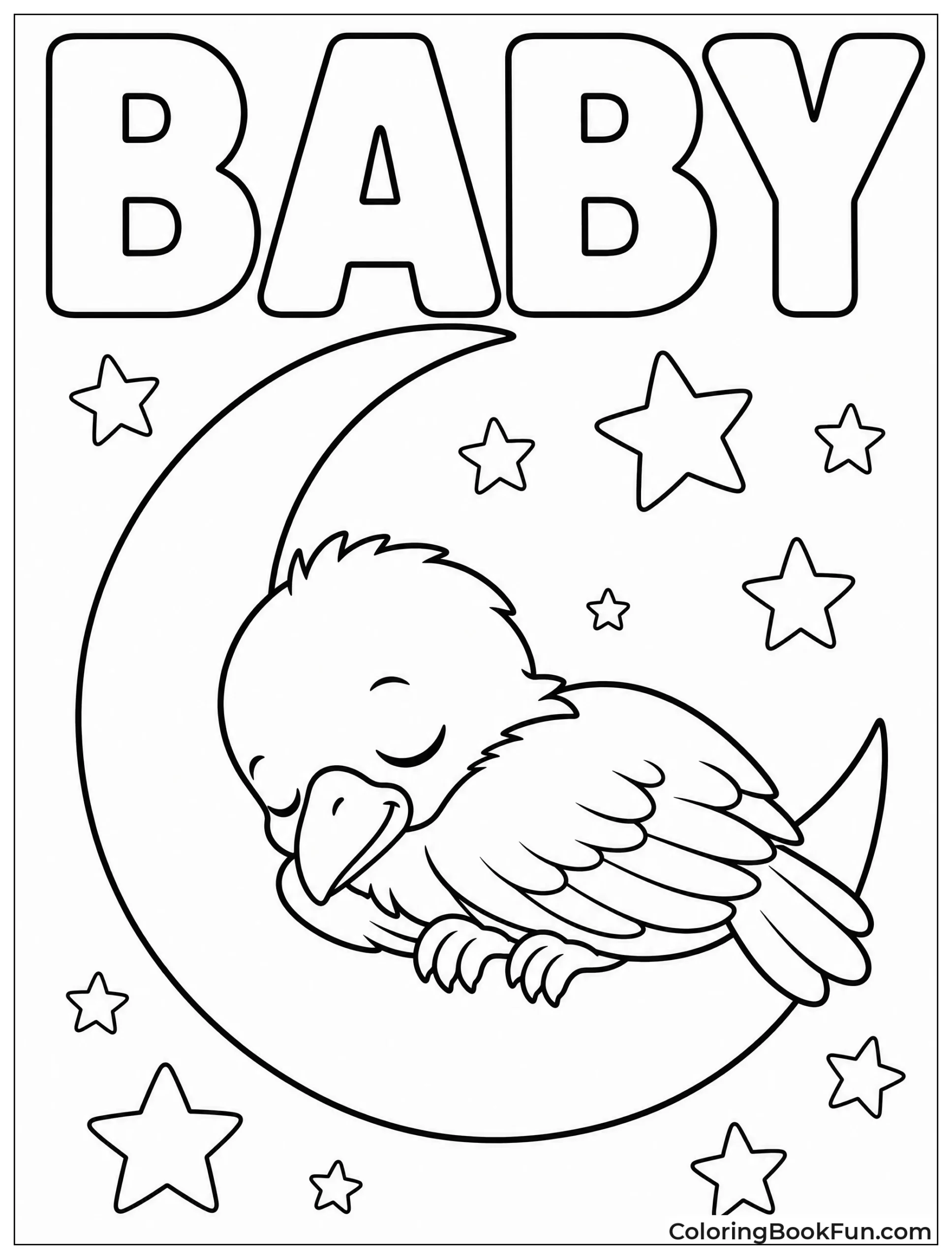 Baby Raven Sleeps on Moon