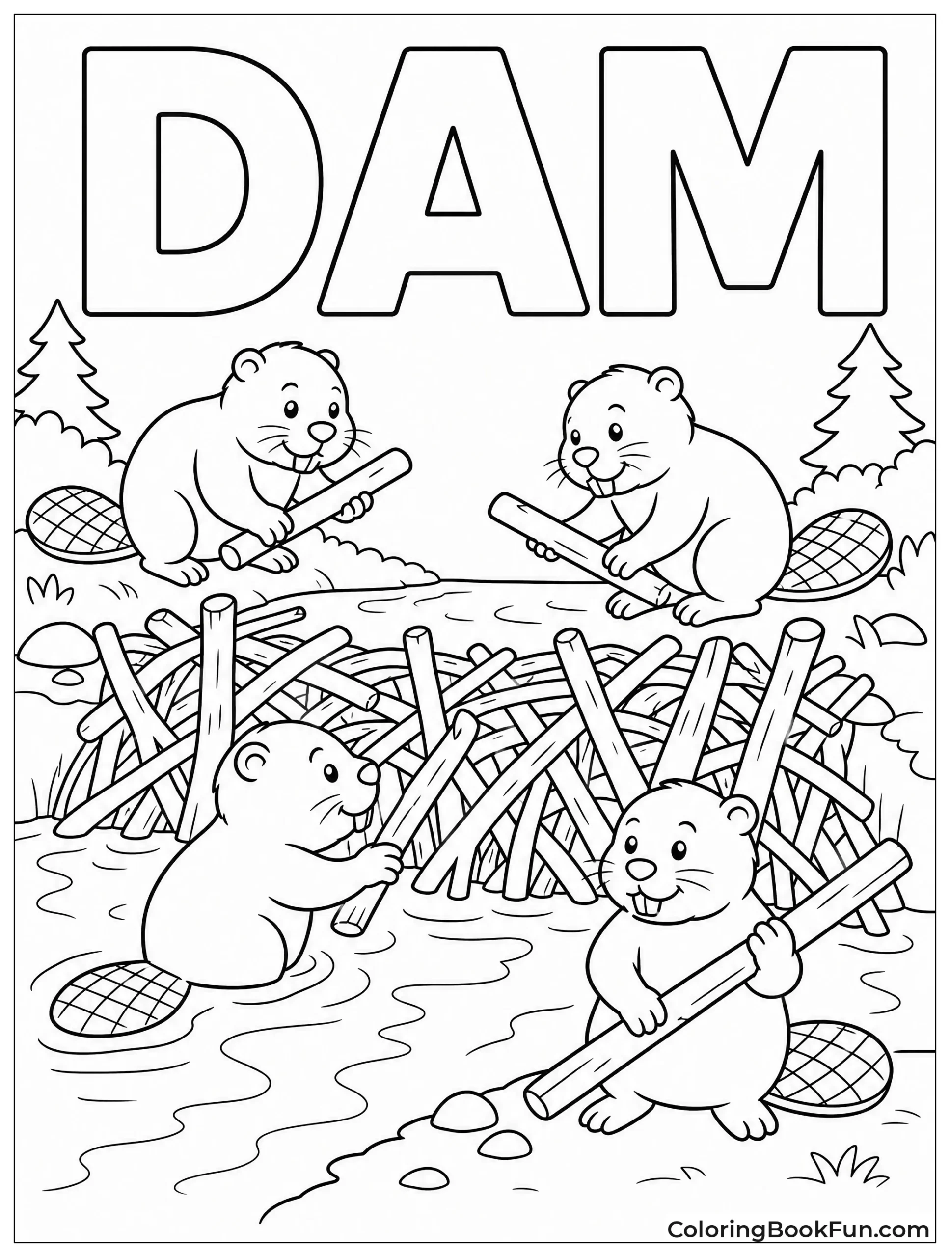Beavers Build Dam Across Stream