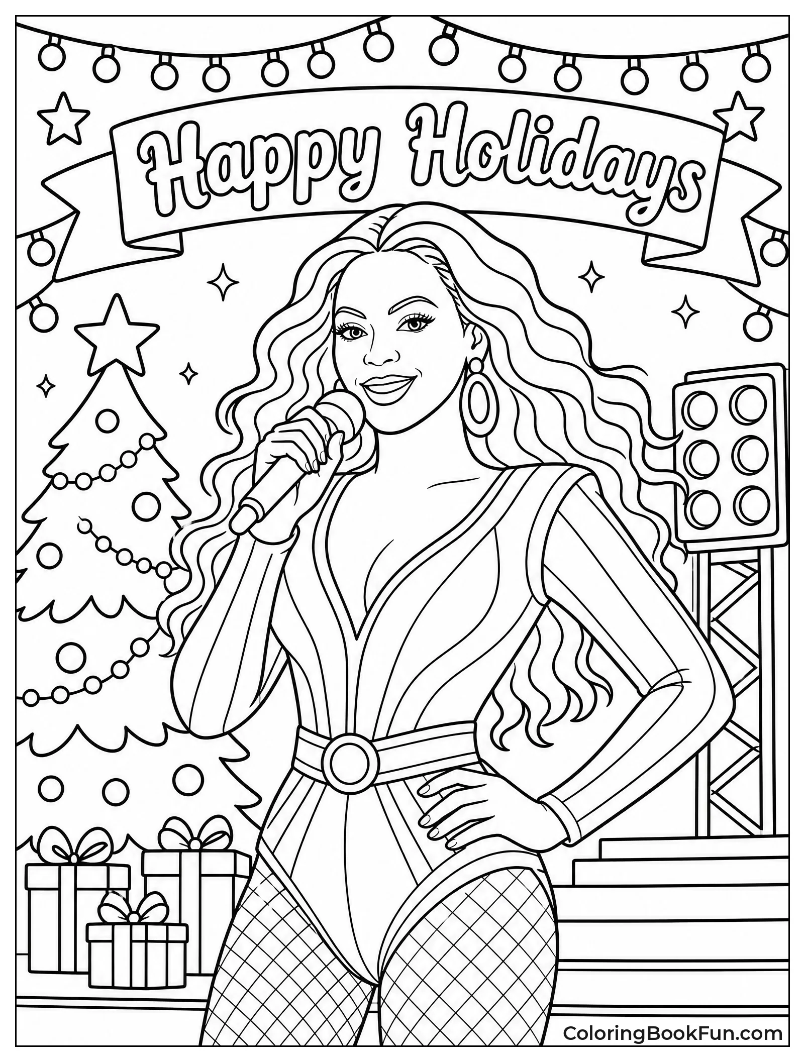 Beyoncé Performing with Holiday Lights
